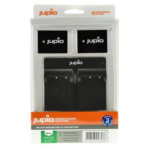 JUPIO Set Jupio 2x NP-W126 - 1260 mAh + Dual charger pro Fujifilm