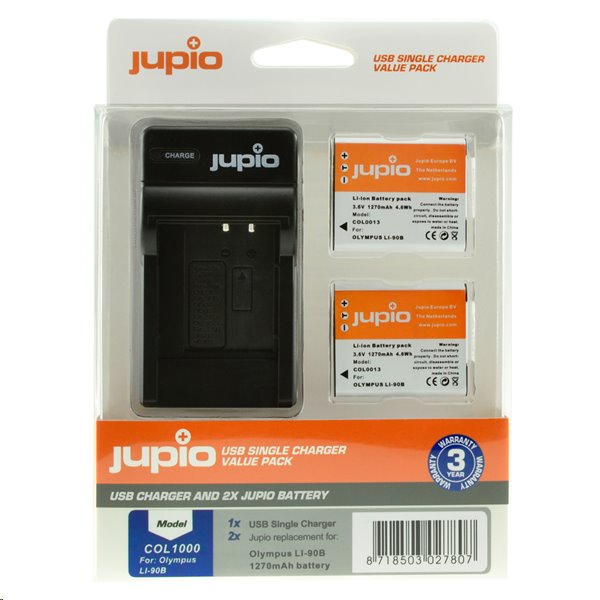 JUPIO Set Jupio 2x baterie Li90B/92B 1270mAh a nabíječka pro Olympus
