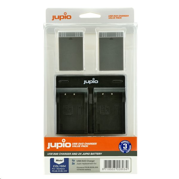 JUPIO Set Jupio 2x baterie BLS5 / BLS50 - 1210 mAh a duální nabíječka pro Olympus