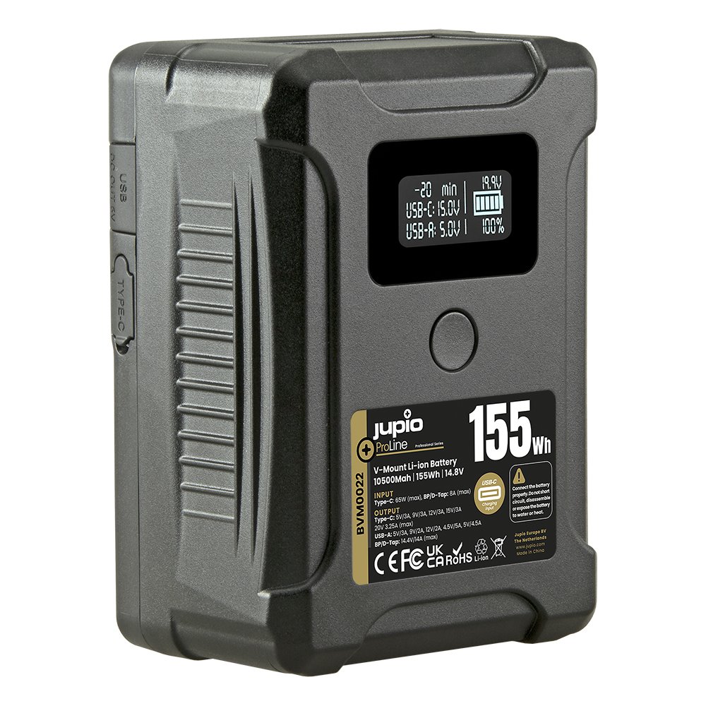 JUPIO Baterie Jupio V-Mount *ProLine* Extreme 155 - 10500mAh (155Wh) - LCD Display, USB-C PD 65W in/output, D-Tap in/output an