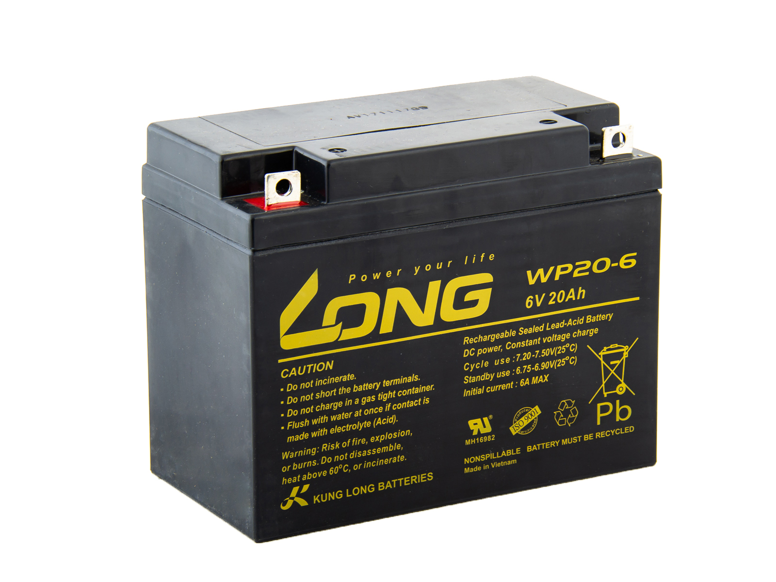 Baterie Avacom Long 6V 20Ah olověný akumulátor F3 (WP20-6)