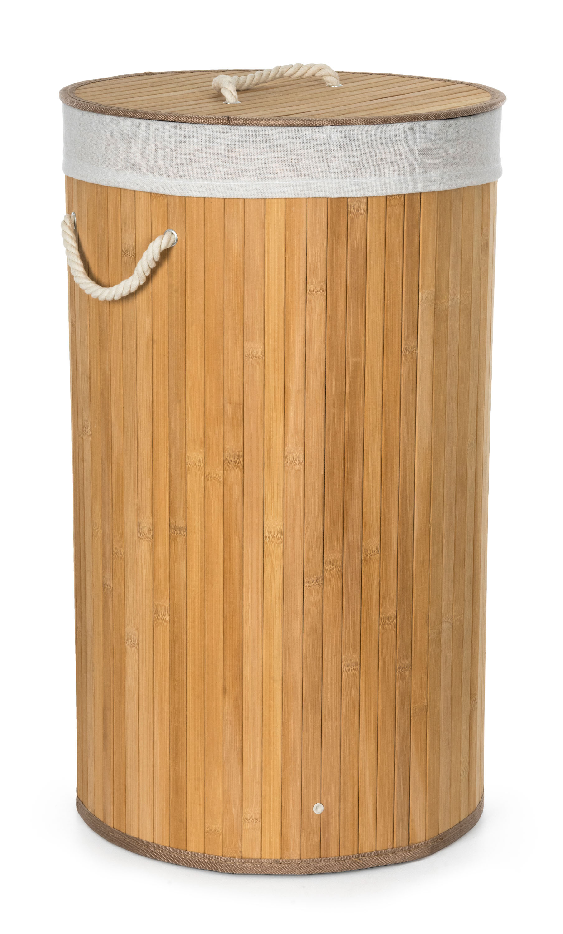 G21 Koš na prádlo G21 55 l, bambusový kulatý s bílým košem