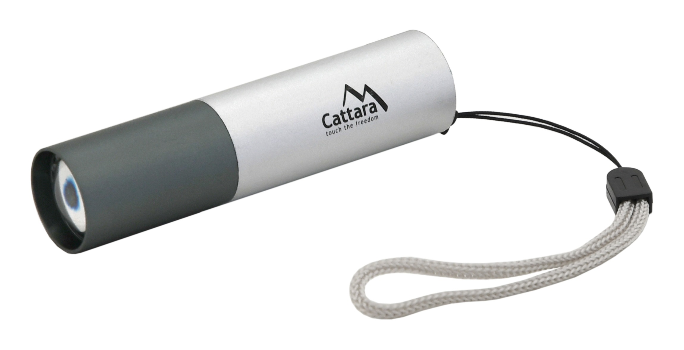 CATTARA Svítilna Cattara kapesní LED 120lm ZOOM nabíjecí, stříbrná
