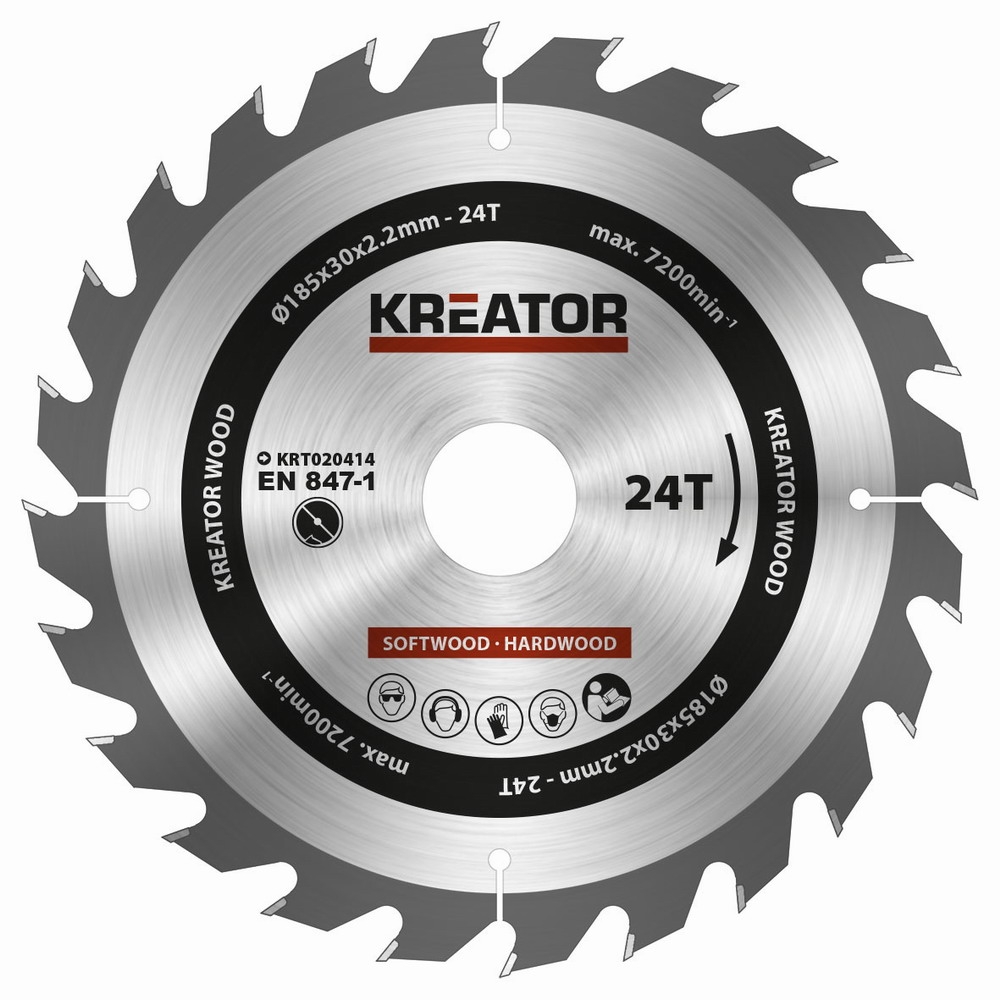KREATOR Pilový kotouč Kreator KRT020414 na dřevo 185mm, 24T