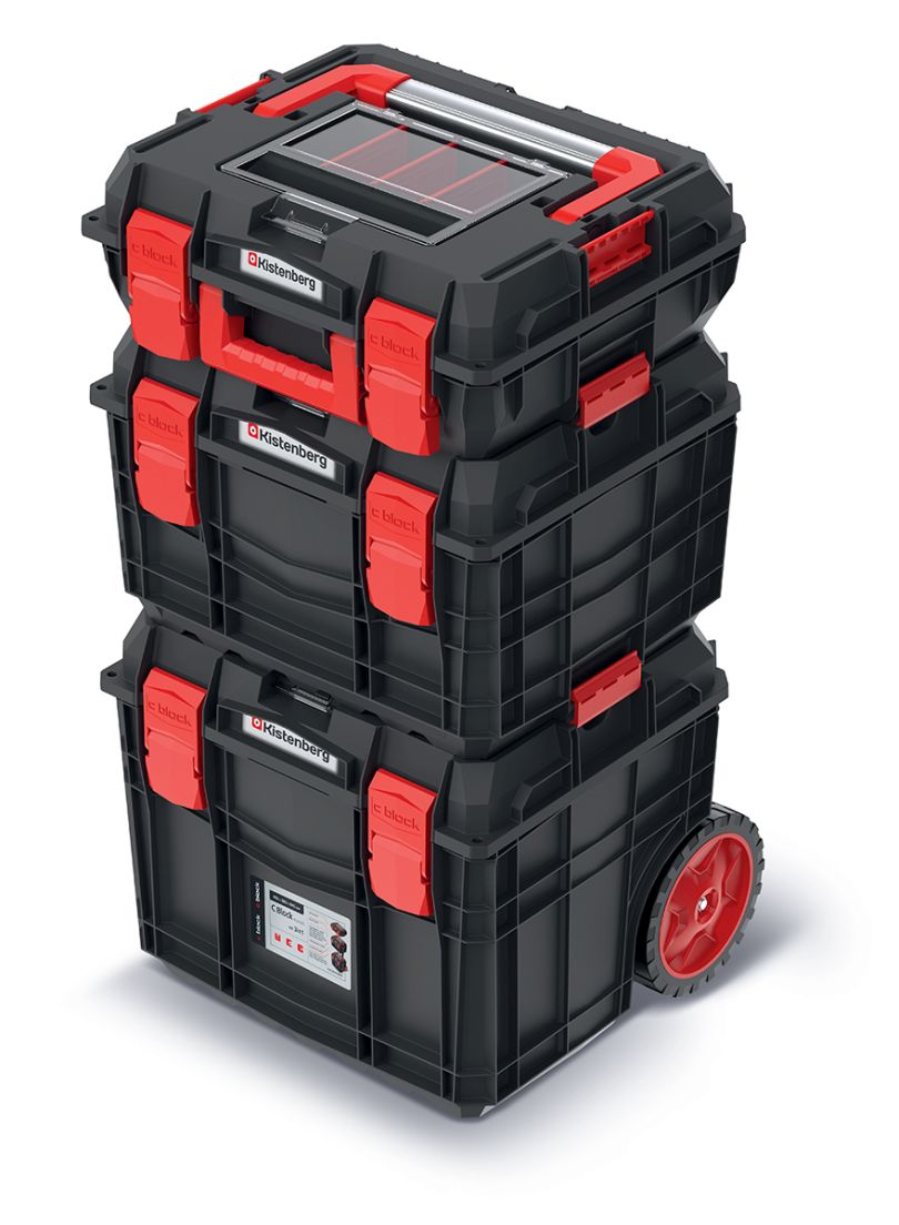 PROSPERPLAST Set kufrů na nářadí C BLOCK ALU LOG černý 45x38x84,5 cm