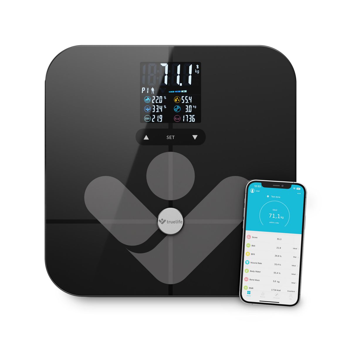 TrueLife FitScale W7 BT Black - Sledujte své tělo do detailu